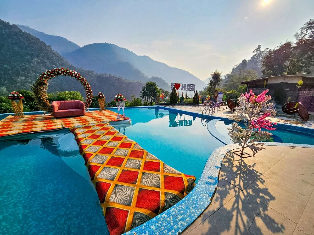 Elegant destination wedding setup at HOA Resort, Rishikesh